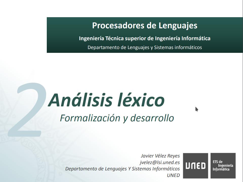 Imágen de pdf Análisis léxico - Formalización y desarrollo